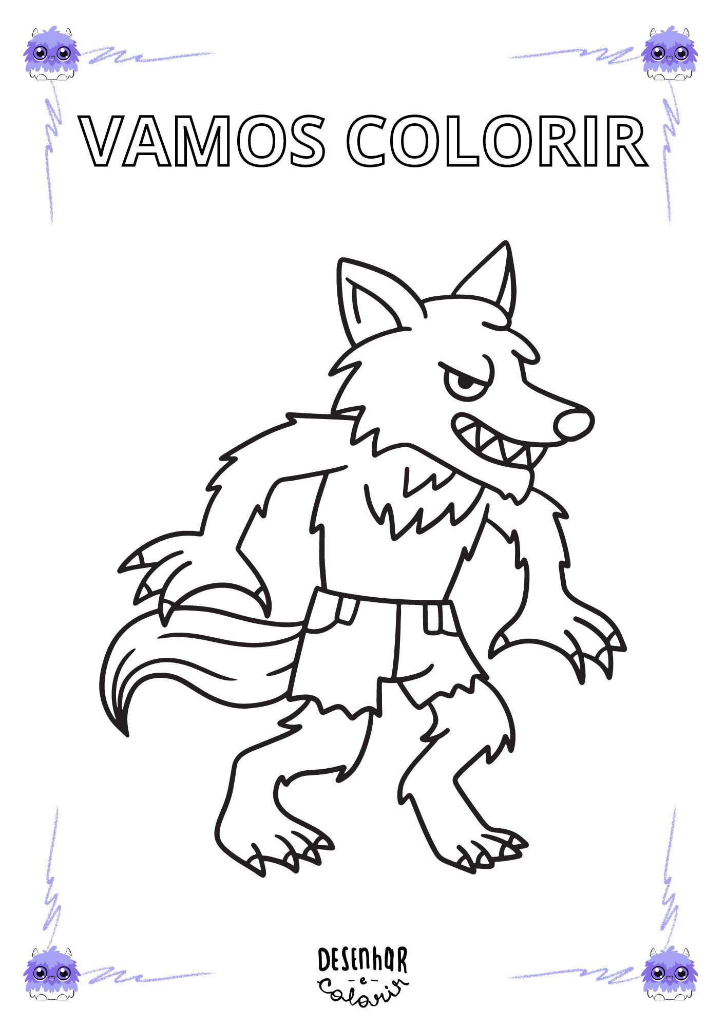 lobisomem cartoon para colorir