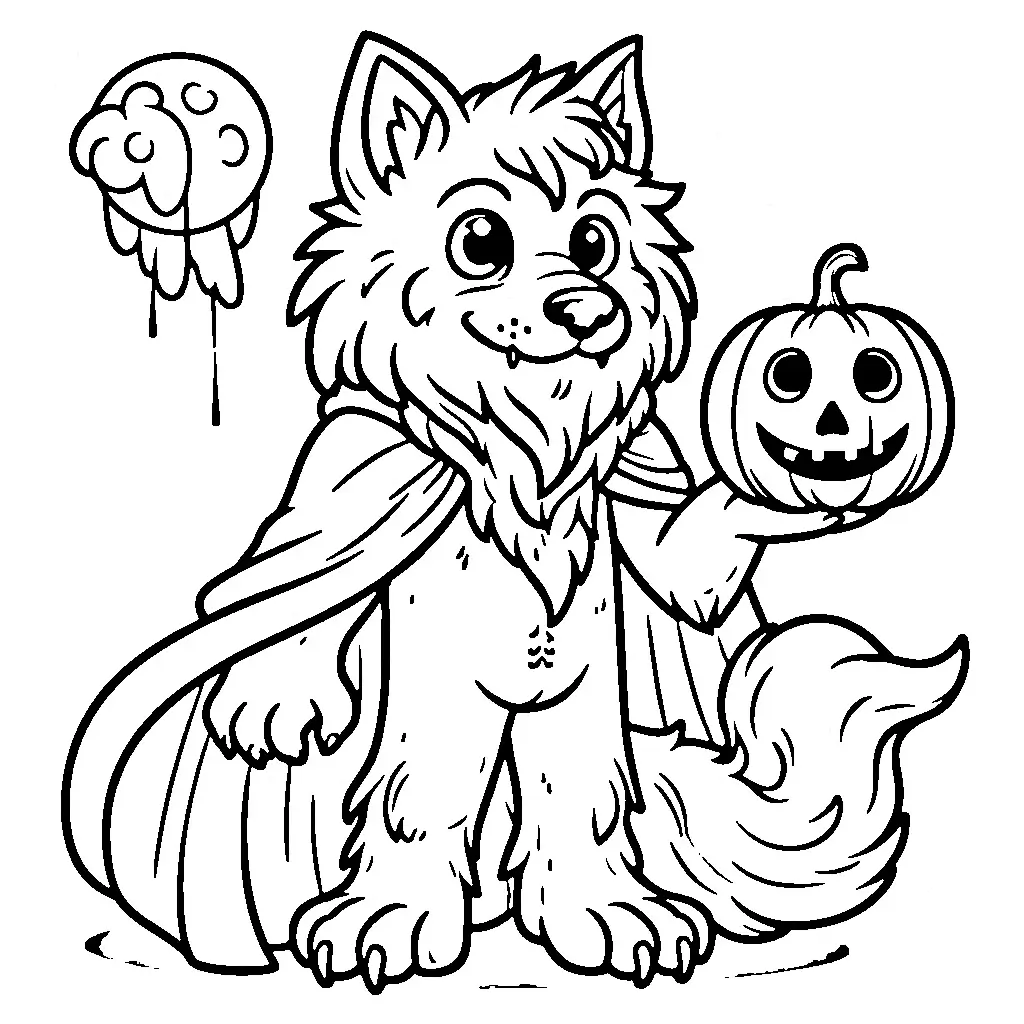 desenho de lobisomem com lua cheia