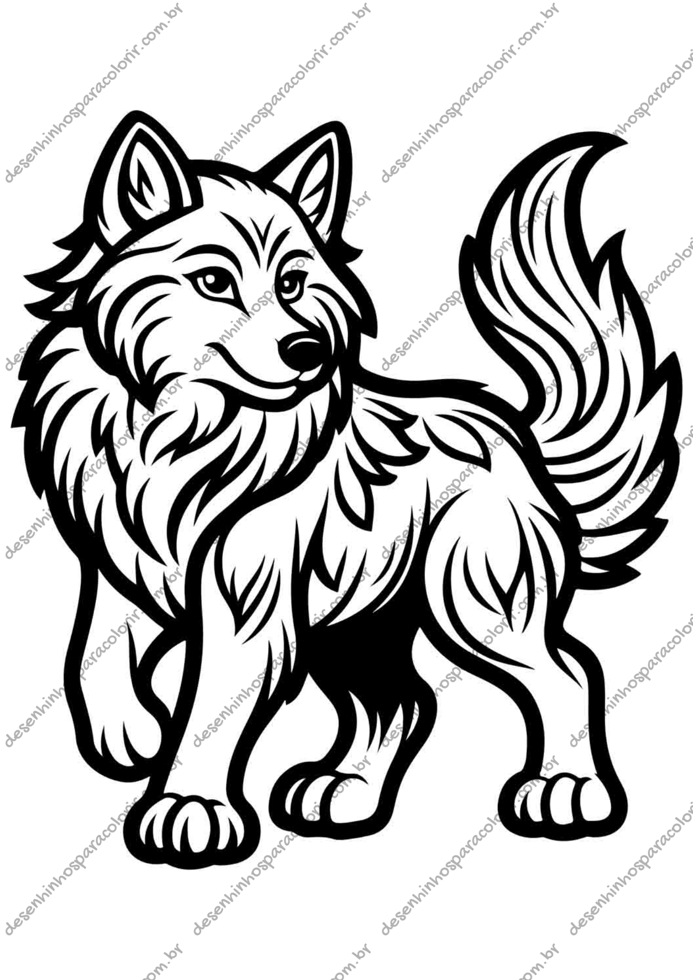 desenho de lobo uivando para colorir