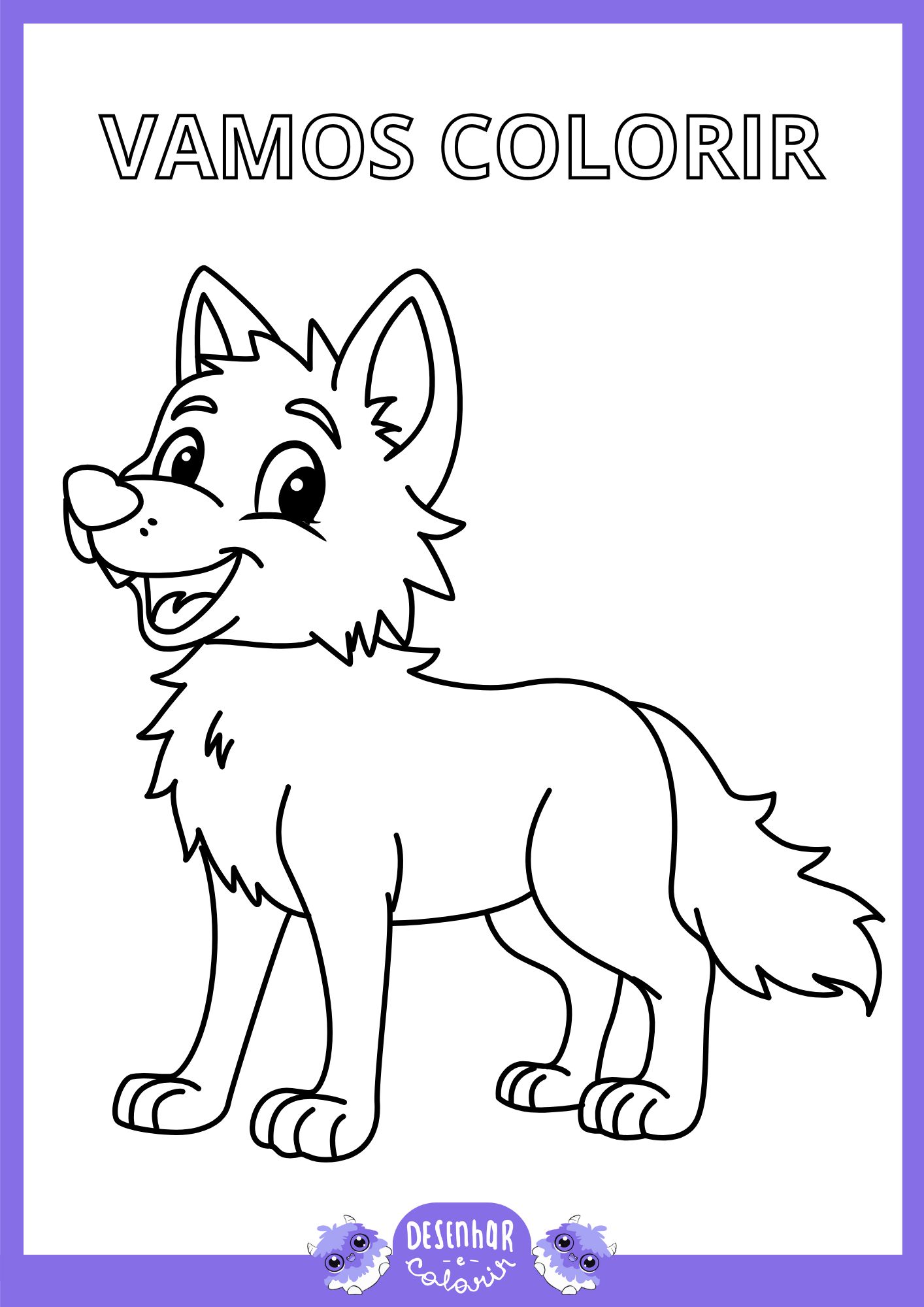 desenho de lobo geometrico para colorir