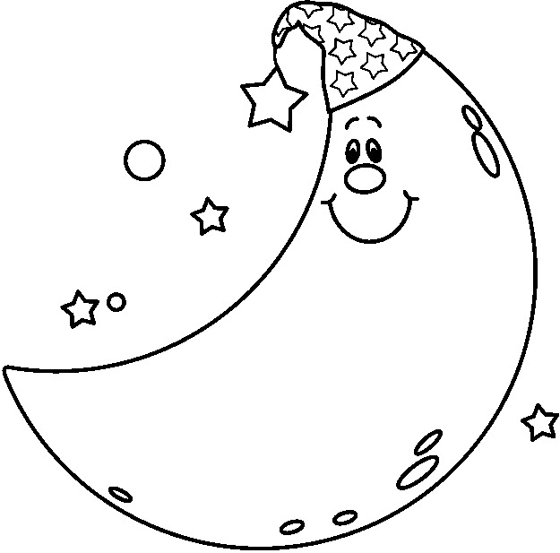 desenho lua com estrelas para colorir