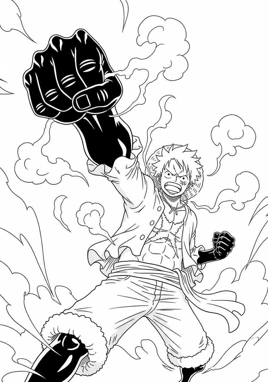 luffy gear 5 desenho para colorir