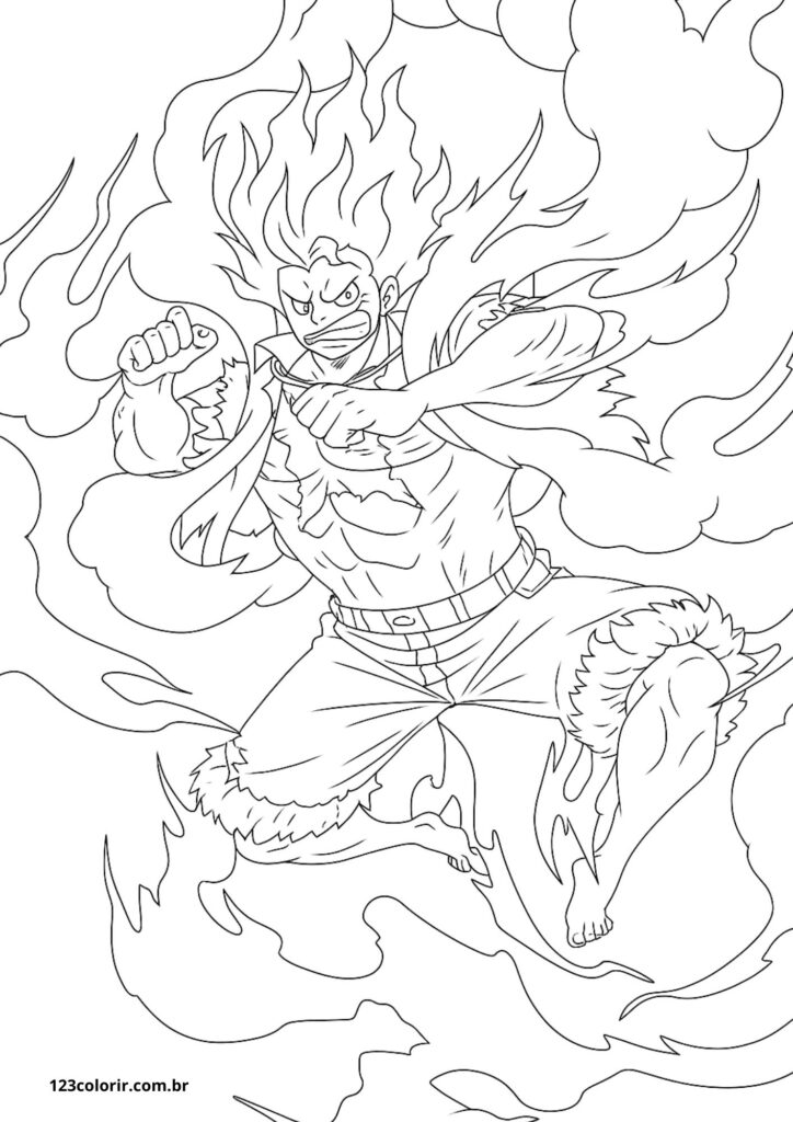 luffy gear 5 desenho para colorir