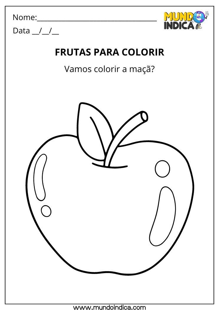 desenho de maçã em 3D para colorir