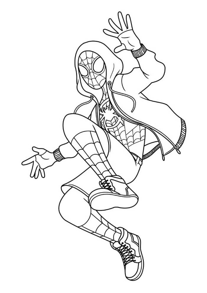 miles morales com casaco para colorir