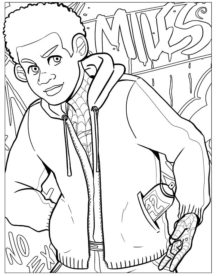 miles morales com casaco para colorir
