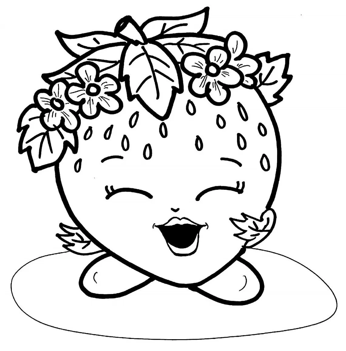 desenho de morango com folhas para colorir