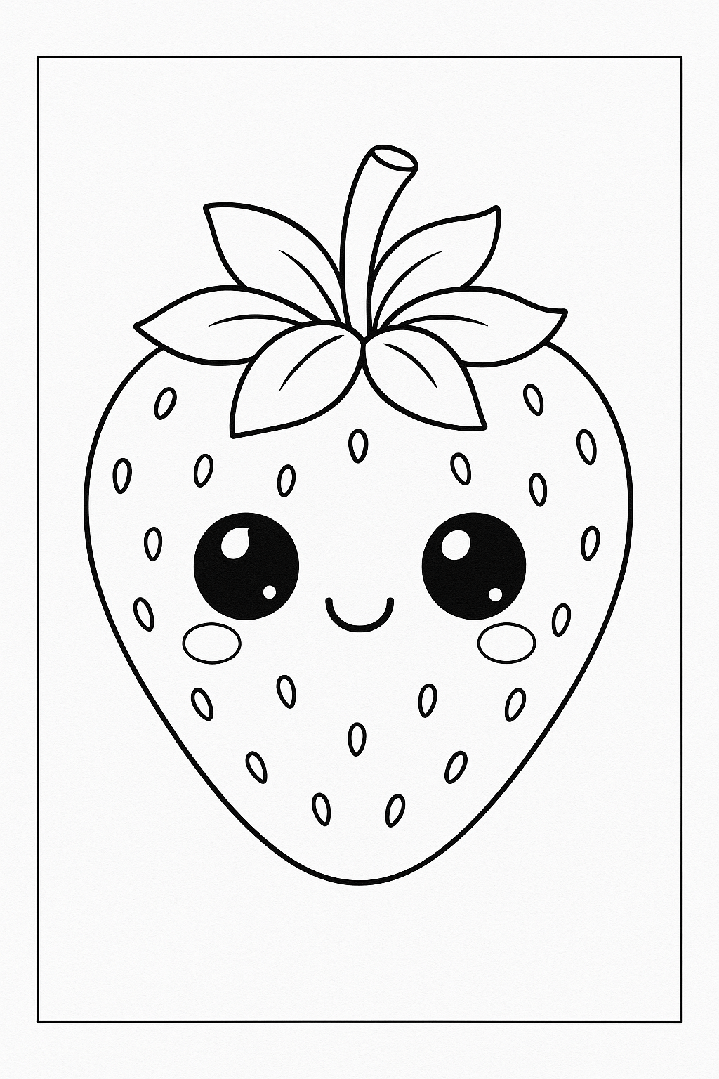 desenho de morango com folhas para colorir