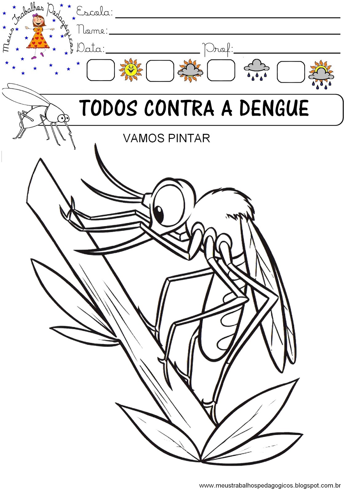 vetor mosquito da dengue para colorir