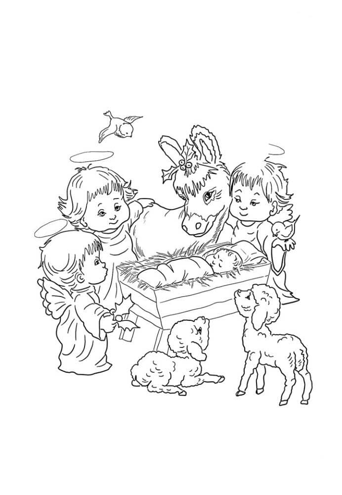 desenho presépio para colorir