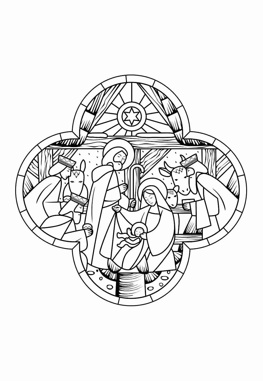 desenho sagrada família para colorir