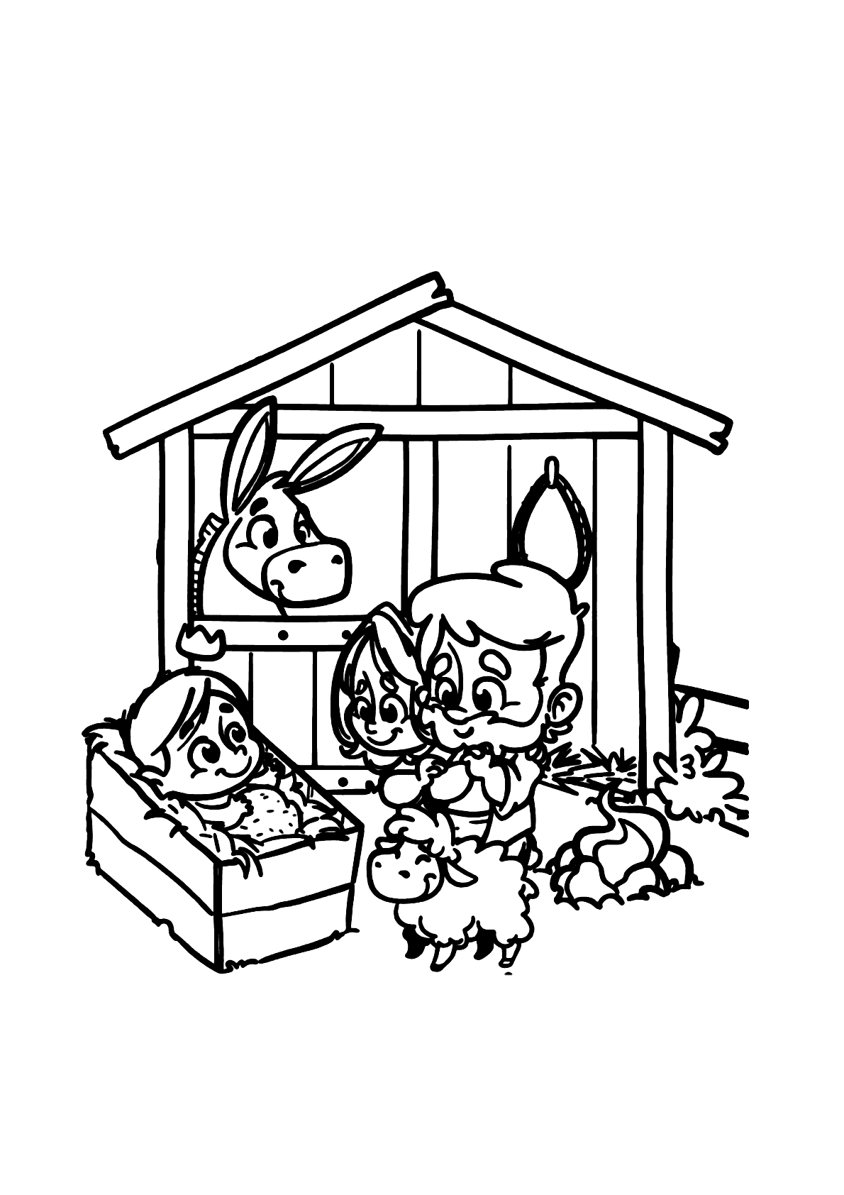 desenho nascimento de jesus simples para colorir