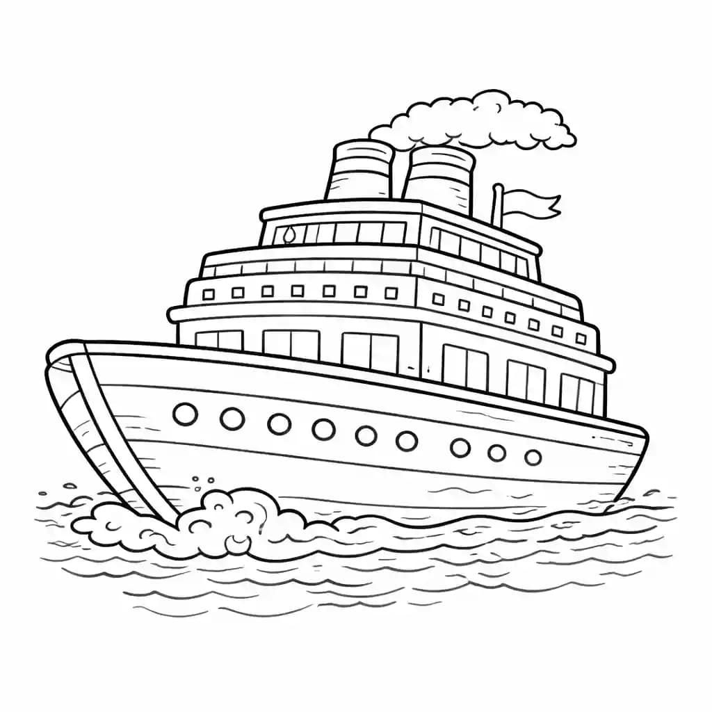 como desenhar um navio para colorir