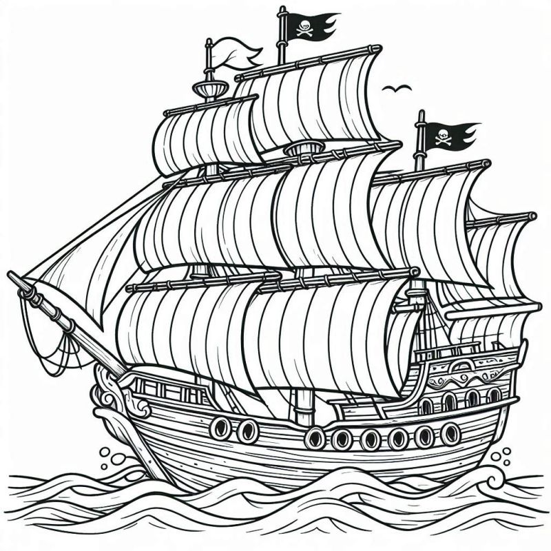 navio desenho para colorir fácil