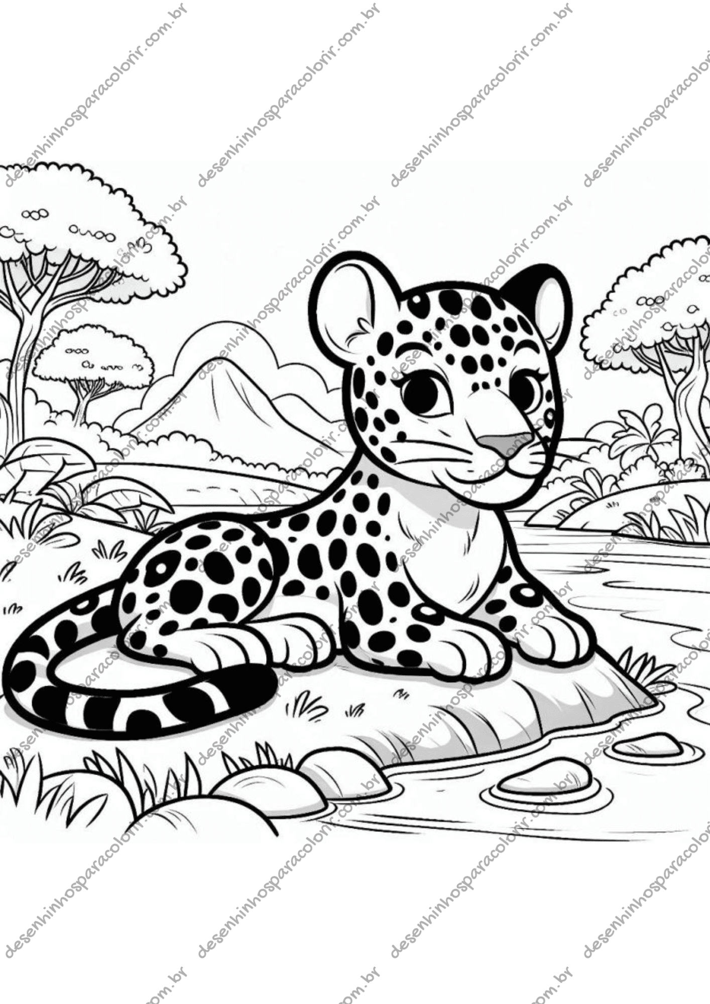 máscara de onça para colorir