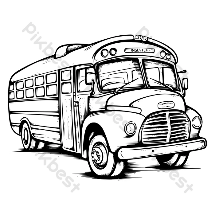 desenho de ônibus fácil com linhas grossas para colorir