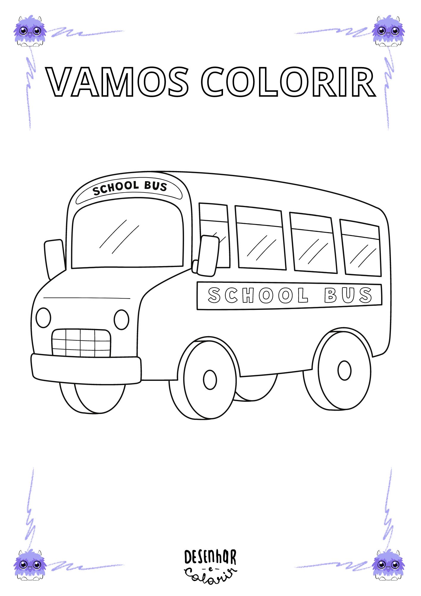 desenho de ônibus articulado para colorir