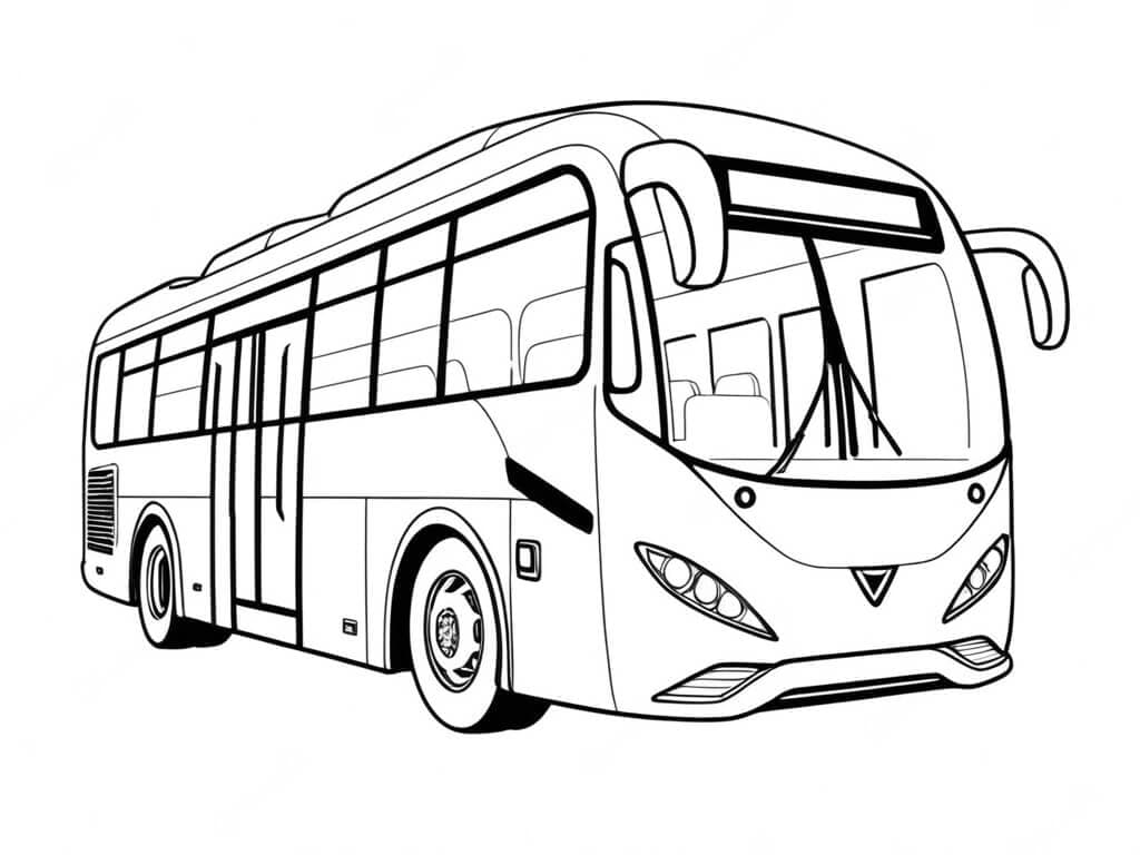 desenho de ônibus fácil com linhas grossas para colorir