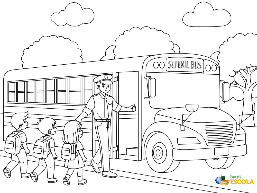 desenho de ônibus articulado para colorir