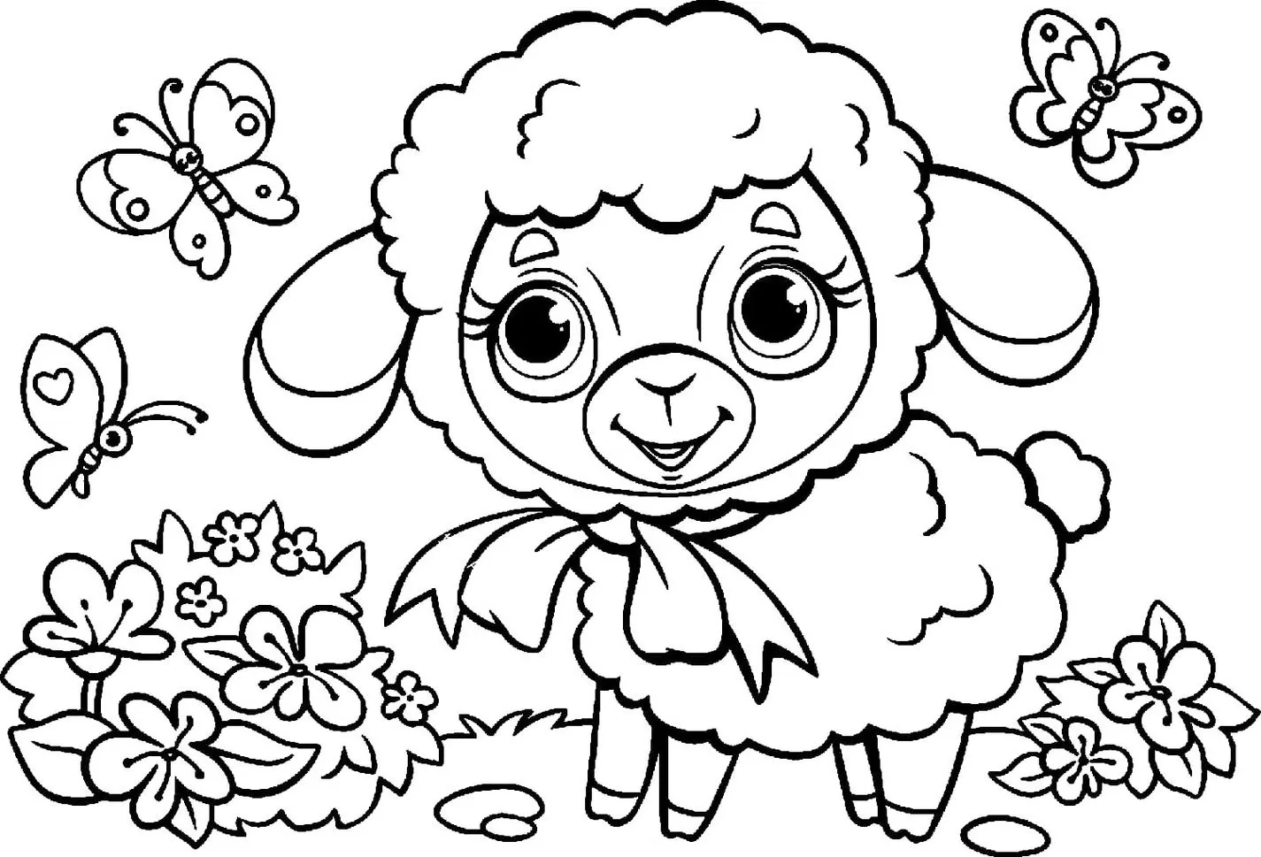 desenho de ovelha para colorir kawaii