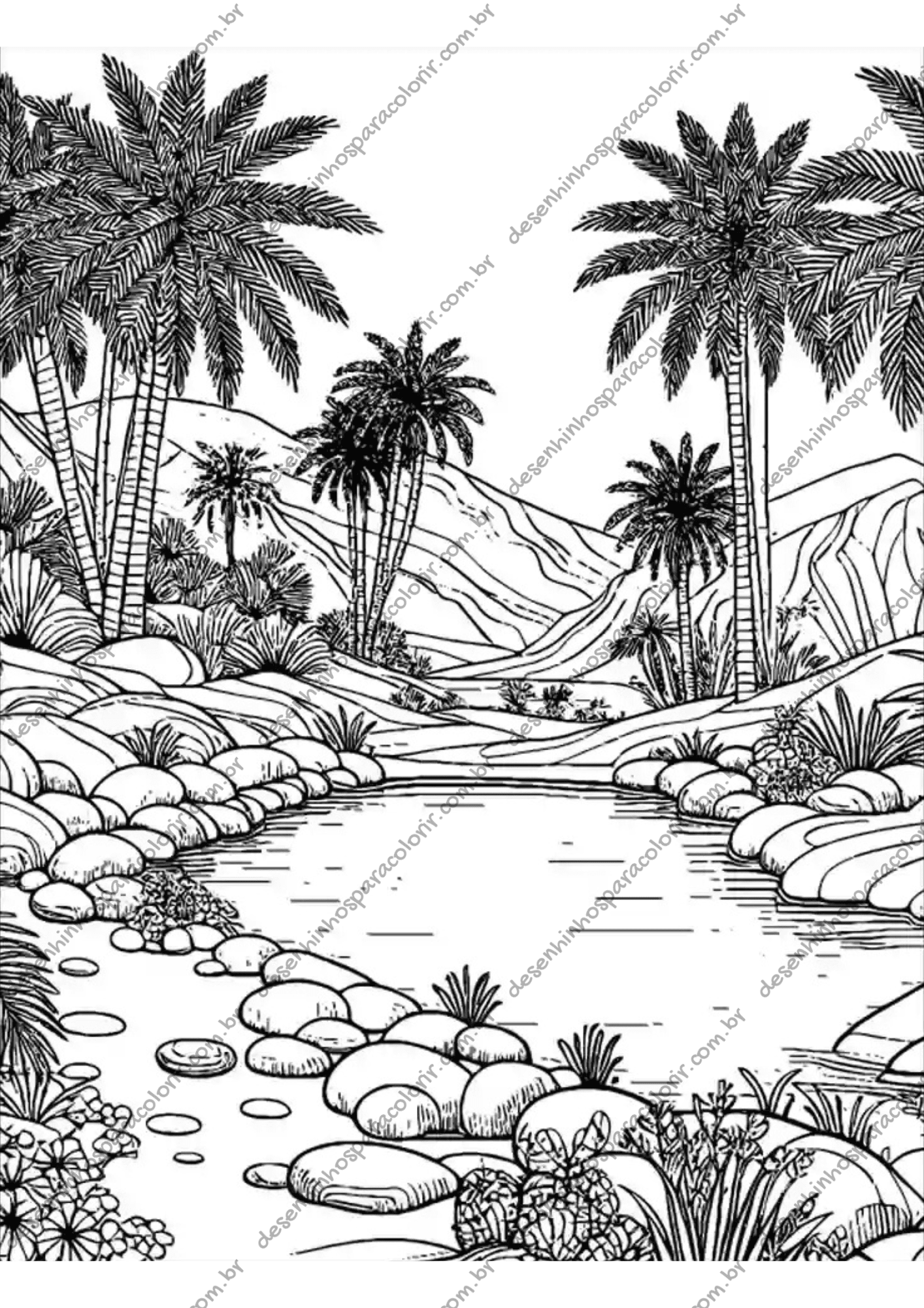 paisagem desenho para colorir