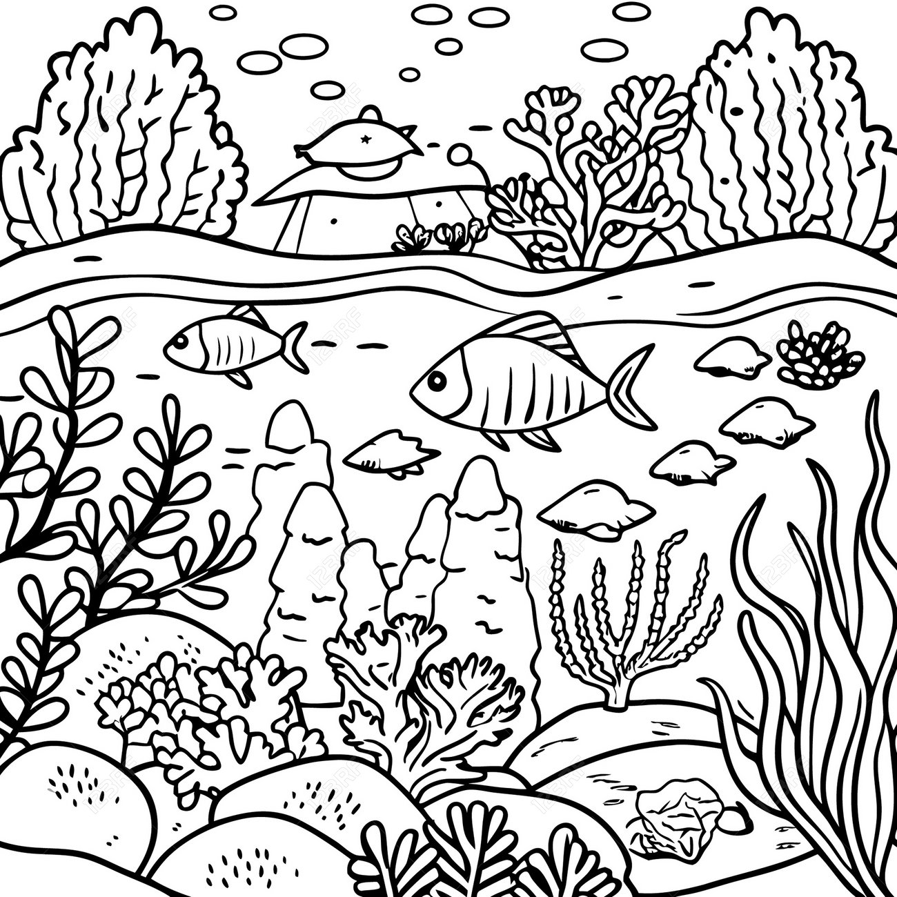 paisagem desenho para colorir