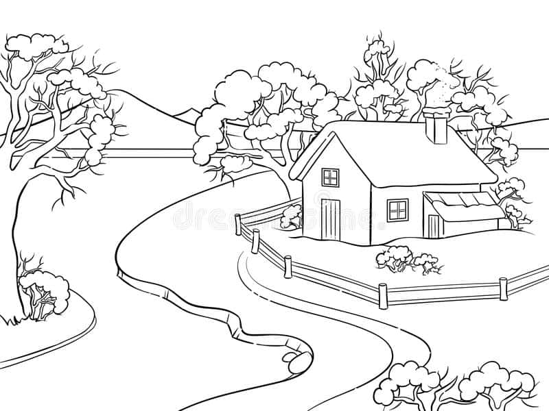paisagem desenho para colorir
