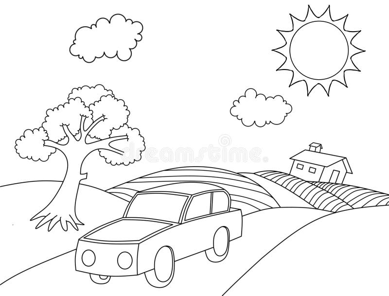 paisagem desenho para colorir