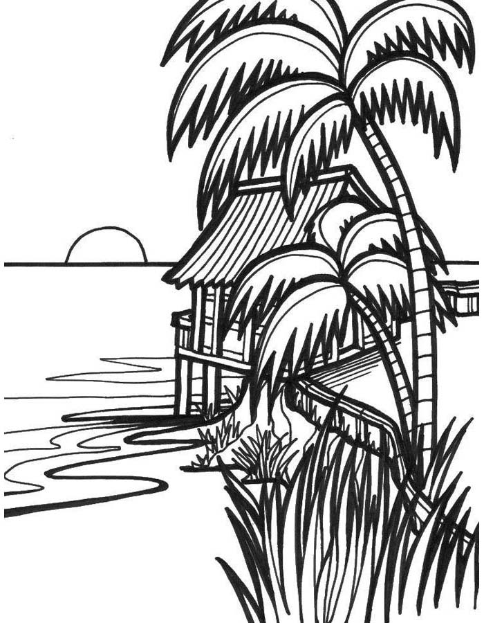 paisagem desenho para colorir