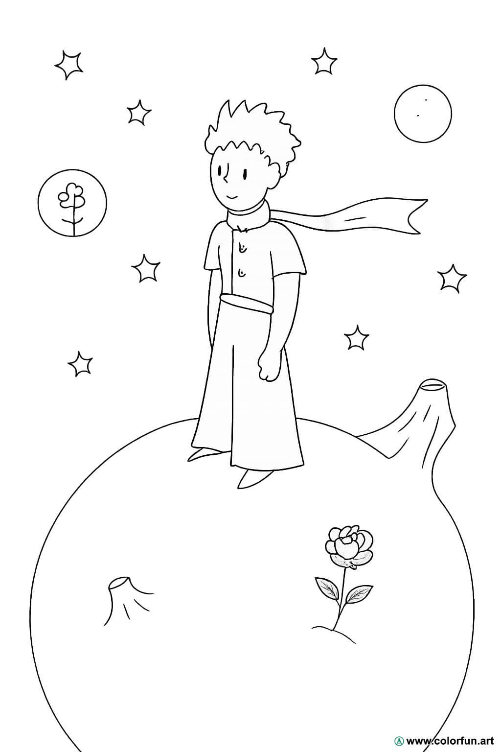 Raposa e Pequeno Príncipe para colorir