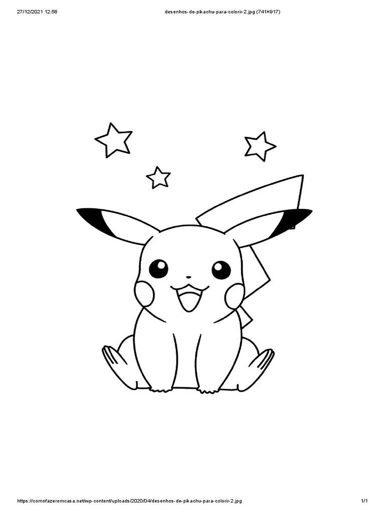 pikachu desenho realista para colorir