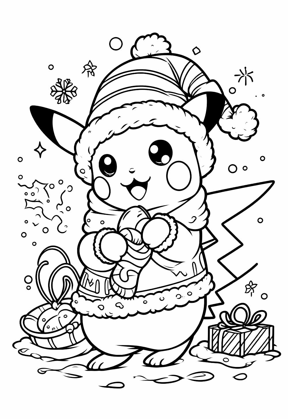 pikachu natal para colorir