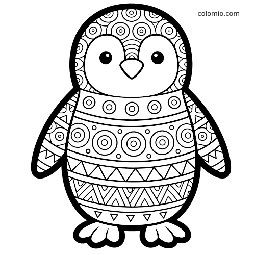 pinguim kawaii para colorir