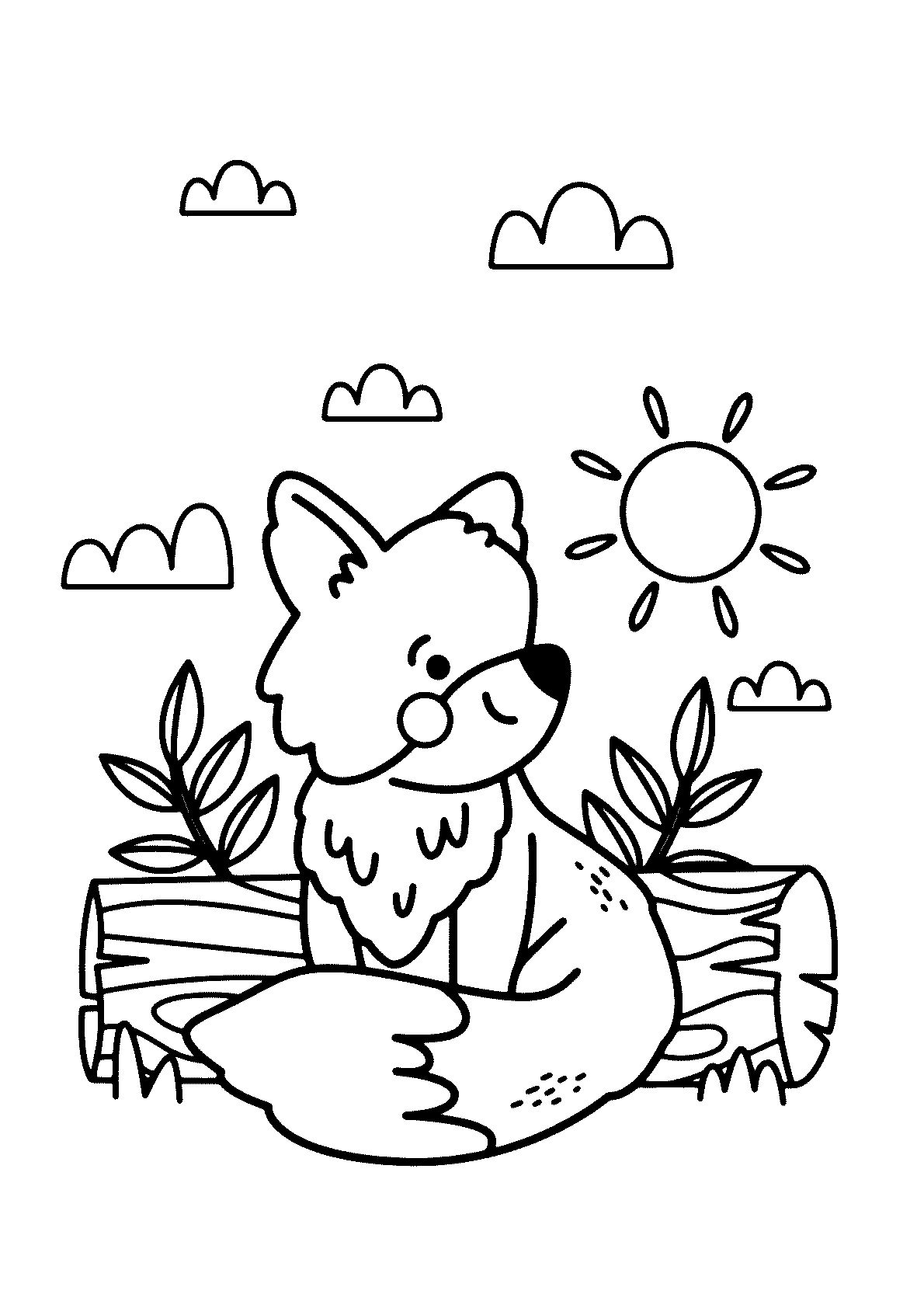 desenho de raposa fofa para colorir