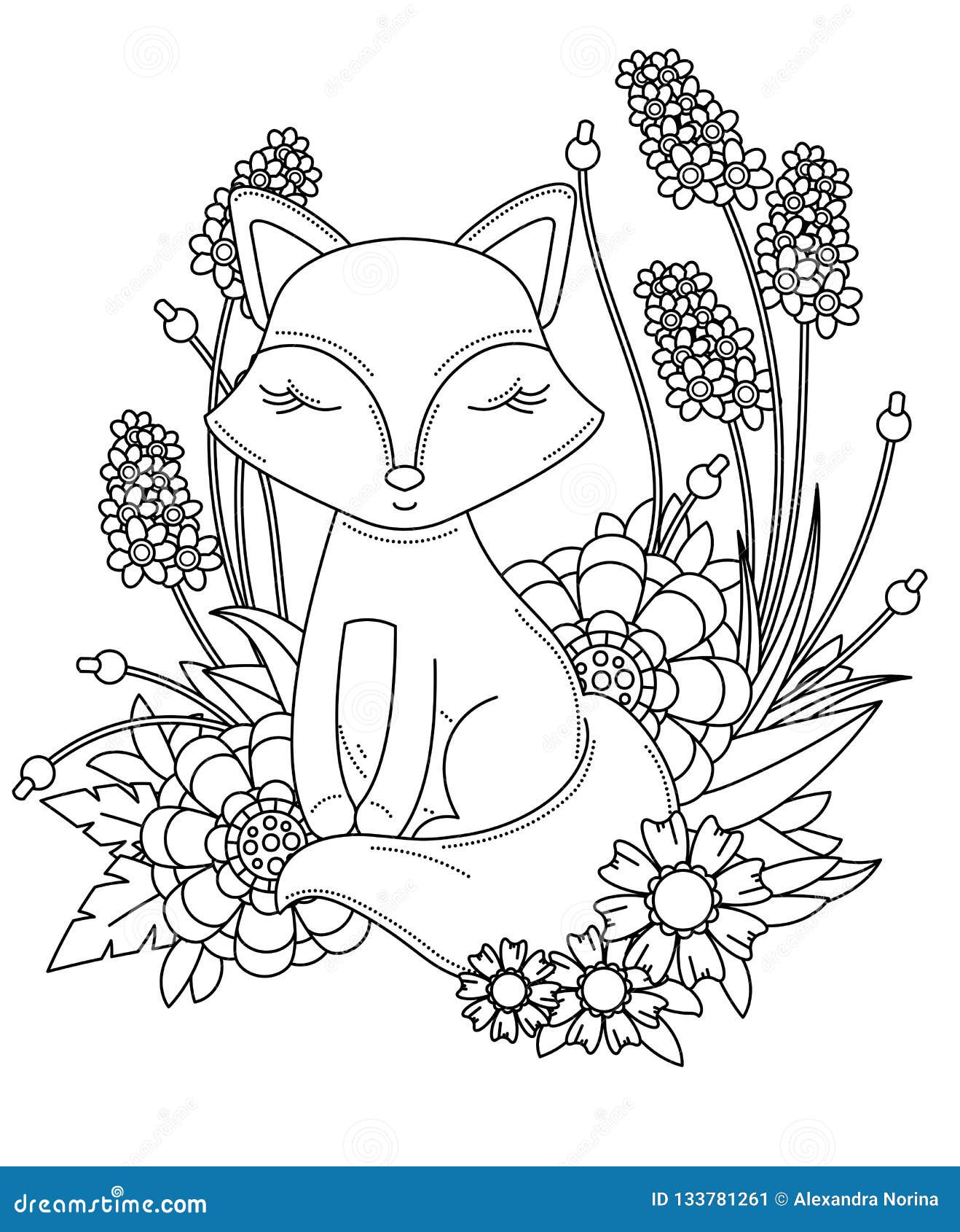 raposa kawaii para pintar