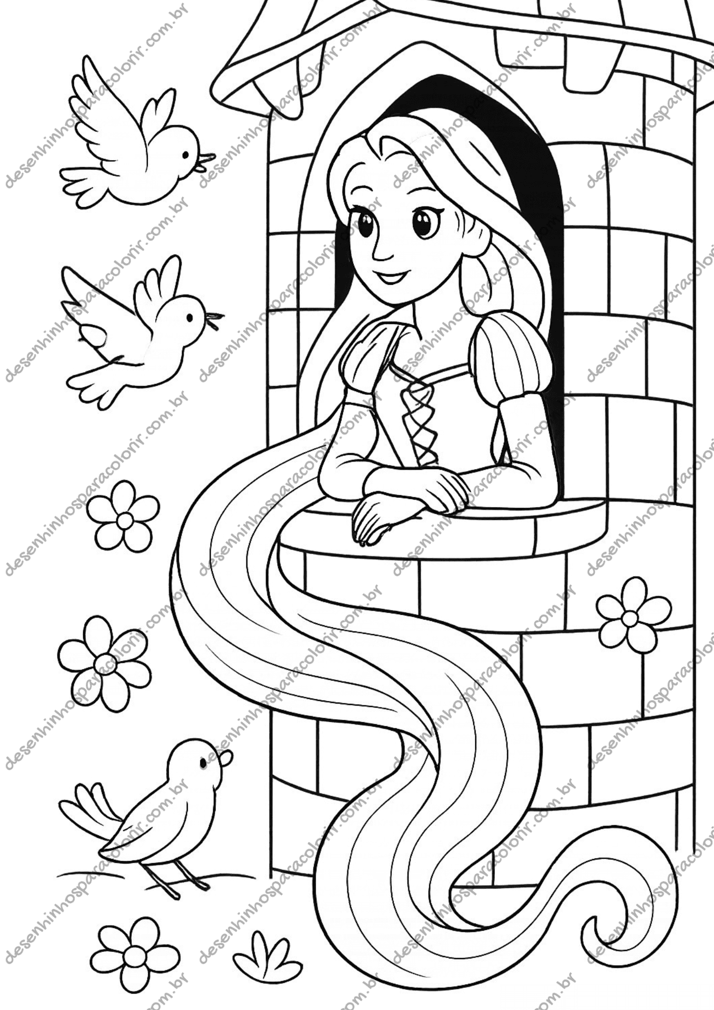 rapunzel para colorir online