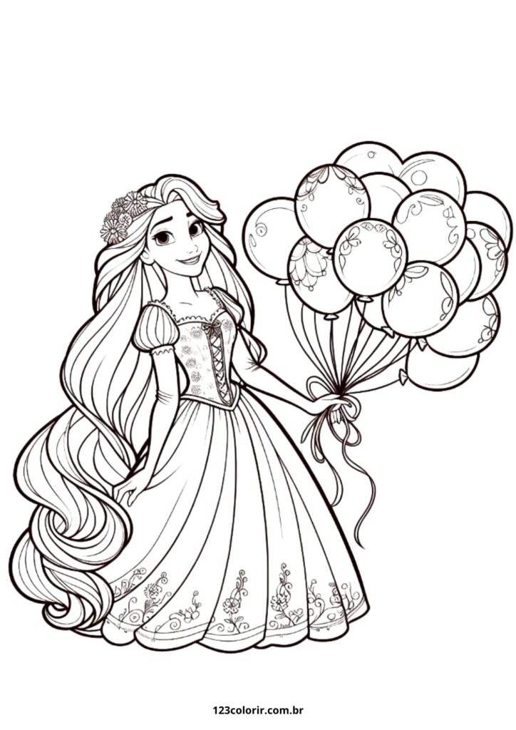 princesa rapunzel para colorir