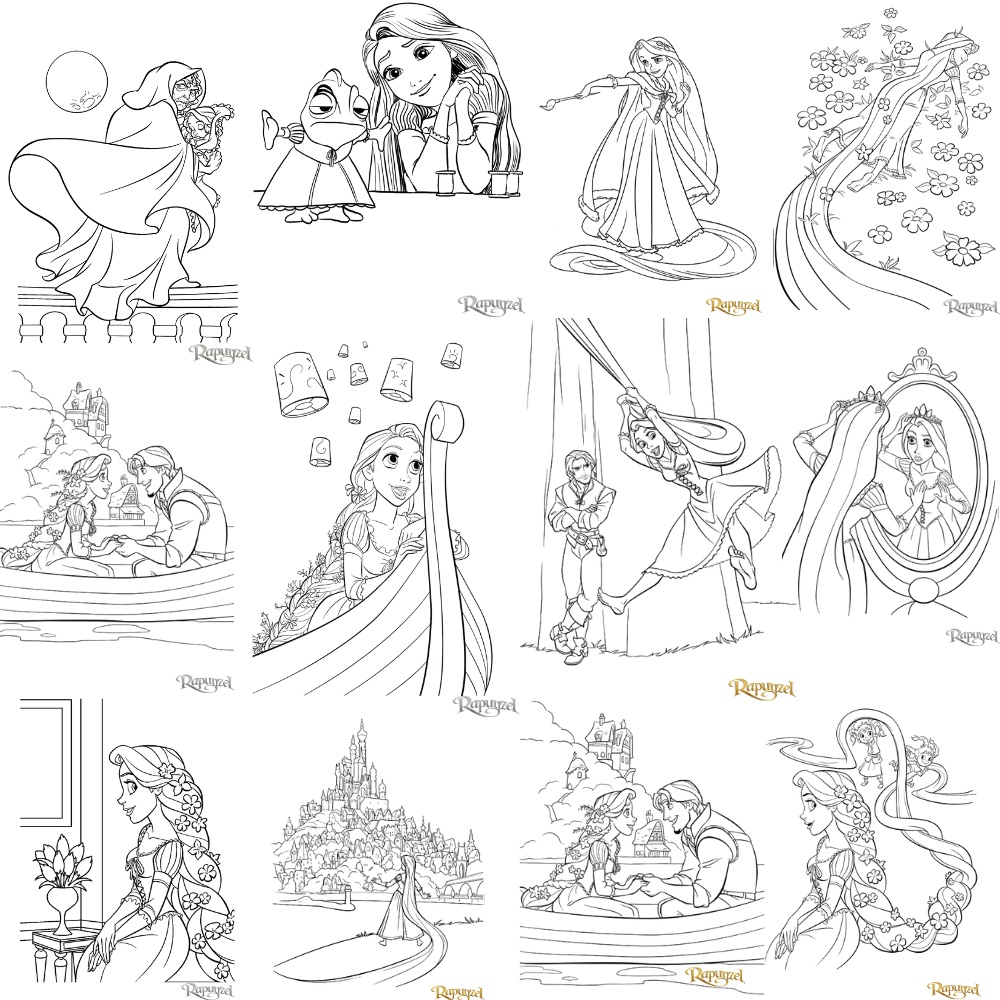 rapunzel desenho anime para colorir