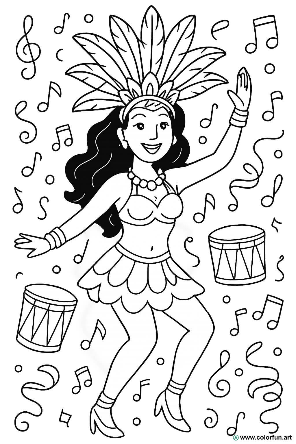 desenho de passista de samba para colorir