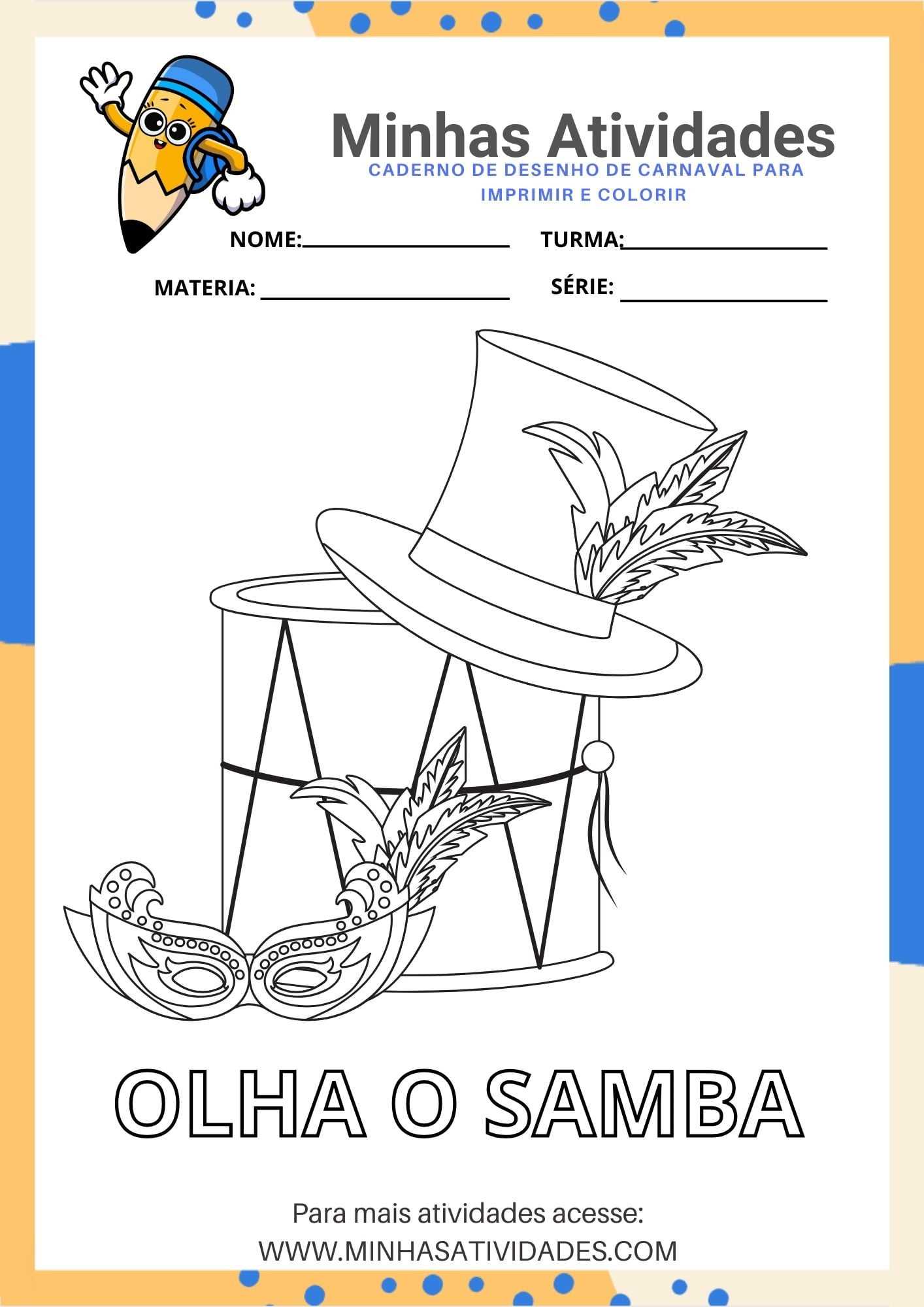 desenho de instrumentos de samba para colorir