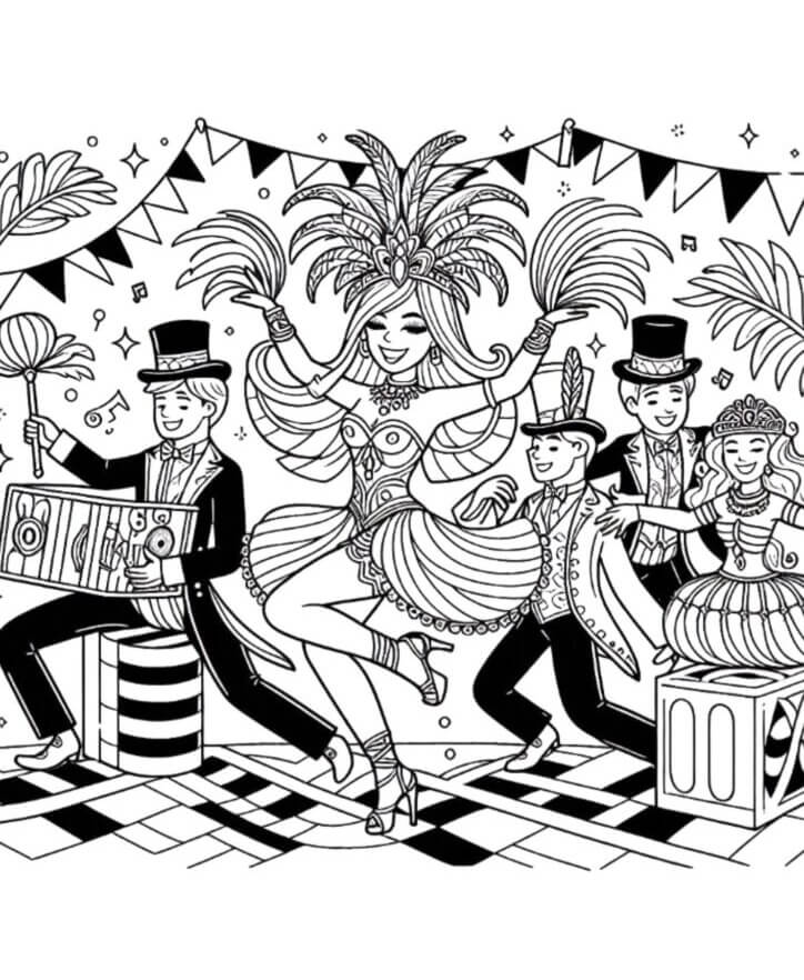 desenho de carnaval para colorir fácil