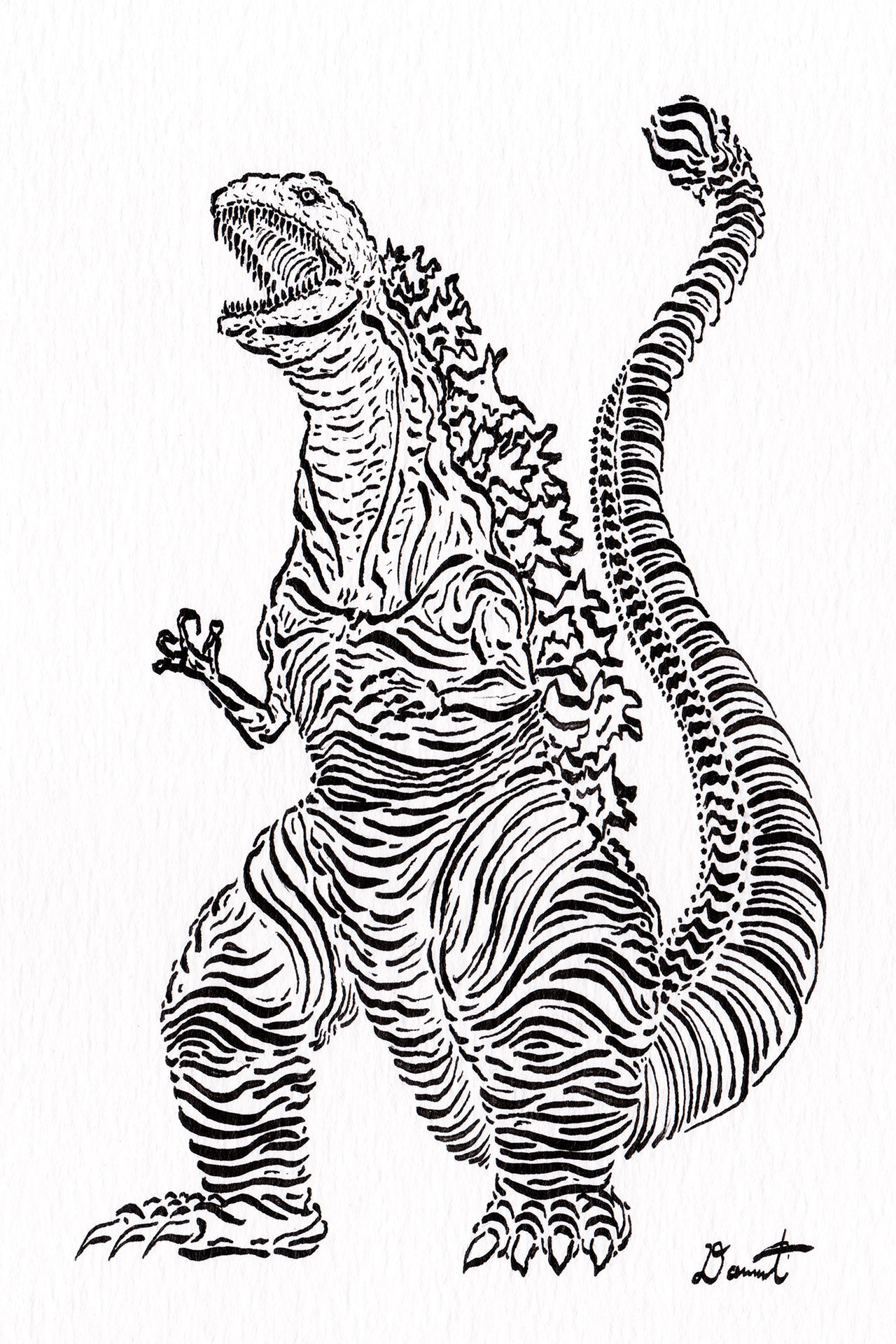 arte para colorir kaiju