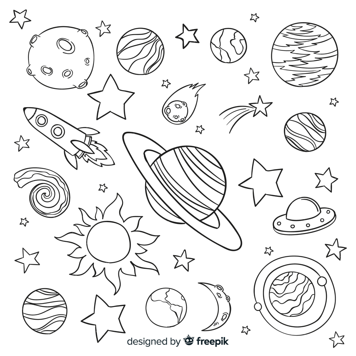desenho do sistema solar para colorir fácil