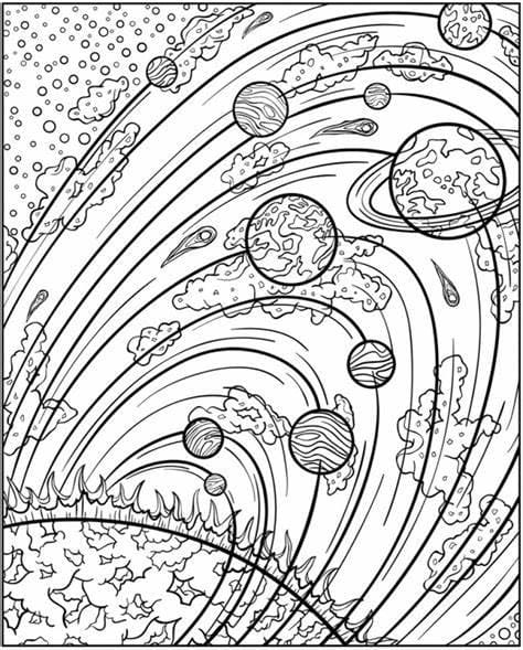 desenho sistema solar realista para colorir
