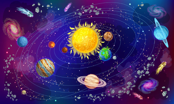 desenho do sistema solar para colorir fácil