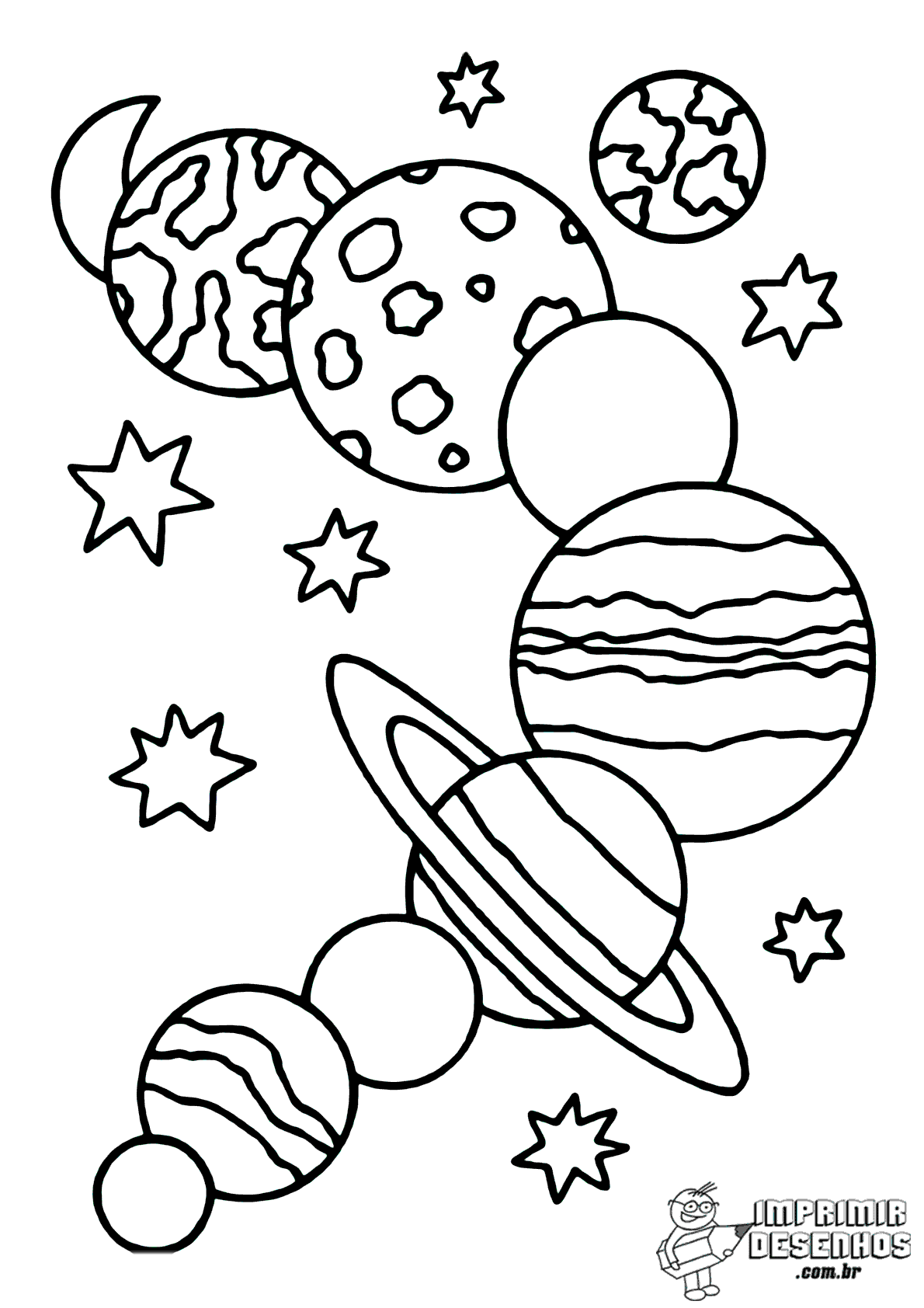 desenho de saturno para colorir