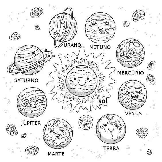 sistema solar para crianças colorir