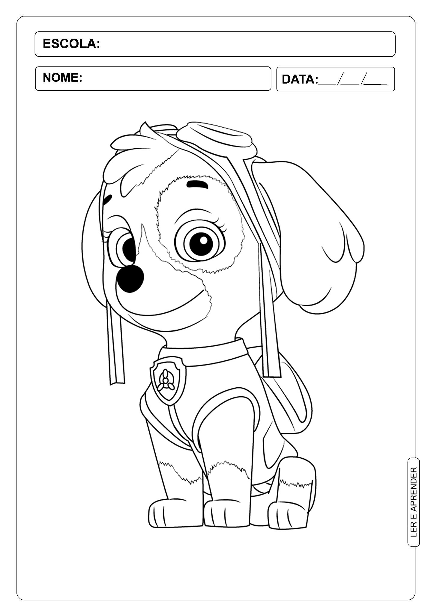 skye patrulha canina atividades para colorir