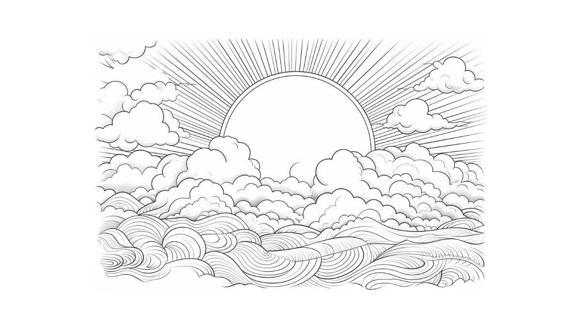 sol abstrato para colorir