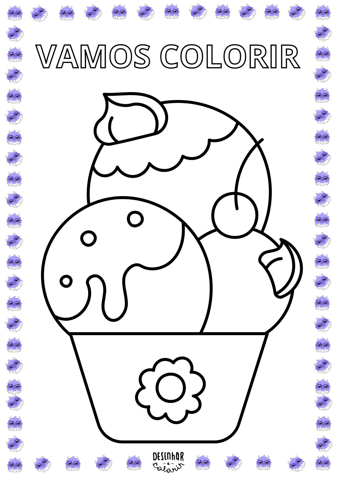 desenho de sorvete napolitano para colorir